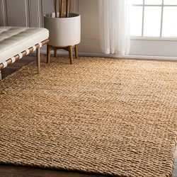 nuLOOM Natura Collection Hailey Jute Natural Fibers Solid and Striped Hand Made Area Rug, 5-Feet by 8-Feet, Natural