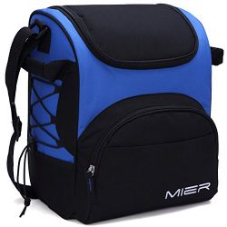 MIER Large Insulated Lunch Bag Reusable Lunch Box Picnic Cooler Bag for Men, Women, Kids, Adjustable Shoulder Strap (Blue)