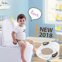 Potty Training Seat For Kids Toddlers Boys Girls Toilet Seat For Baby With Cushion Handle And Backrest Toddlers Toilet Training Seat Anti-slip Great Mommy’s Helper for Baby Kids Toddlers