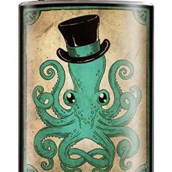 Gentleman Octopus Hipster Steampunk with Top Hat Flask - 8oz Stainless Steel Flask - come in a GIFT BOX - by Trixie & Milo