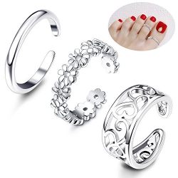 Besteel 3Pcs Toe Rings for Women Girls Adjustable Open Toe Ring Gifts Jewelry Set