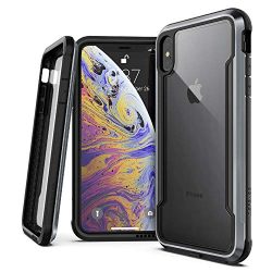 X-Doria Defense Shield Series, iPhone XS Max Case - Military Grade Drop Tested, Anodized Aluminum, TPU, and Polycarbonate Protective Case for Apple iPhone XS Max, 6.5" inch Screen, [Black]