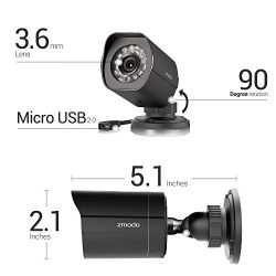 Zmodo Full HD 1080p Professional Home and Business 8CH Surveillance Camera System w/sPoE Repeater, 4 x 2.0 Megapixel IP Wired Security Camera and 1TB Hard Drive, Flexible Extension Easy Installation