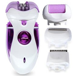 Rechargeable Electric Epilator, 4 in 1 Bikini Trimmer Callus Remover with 2 Adjustable Speed Ladies Shaver Hair Clipper Pedicure Foot Care Tool Womens Trimmer Hair Removal Hair Cutting Device