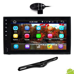 Premium 6.5" Double-DIN Android Car Stereo Receiver with Bluetooth and GPS Navigation - HD DVR Dash Cam and Rearview Backup Camera, Touchscreen Display W Wi-Fi Web Browsing, App Download