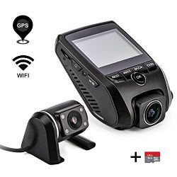 ZXS X2 Car Dash Cam 2.31" LCD FHD 1080P 170 Degree Wide Angle Lens Super Capacitor Recorder with G-Sensor,ADAS,Motion Detection,Loop Recording with 32GB Card (Dash Cam+Rear Lens+GPS Logger+32GB Card)