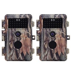 BlazeVideo 2-Pack 16MP Photo 1920x1080P Video Game & Trail Hunting Cameras Wildlife Deer Cam No Glow IR Motion Sensor Activated 0.6S Trigger IP66 Waterproof with 65ft Night Vision, Photo & Video Model