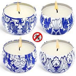 Jogboy Citronella Candles Outdoor and Indoor, Natural Mosquito Repellent, 4.8oz Scented Candles Pure Soy Wax Portable Travel Tin Candle for Stress Relief, 4-Pack Gift Set