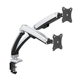 H&A Elegant Aluminum Monitor Stand Gas Spring Desk Monitor Mount for 13"-32" Computer Monitor TV Screens Full Motion Swivel LED LCD Arm (Dual Monitor)