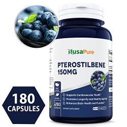 Best Pterostilbene 150mg 180 Caps (Non-GMO & Gluten Free) - Promotes Healthy Aging and Longevity - Better Than Resveratrol - 100% Money Back Guarantee - Order Risk Free!