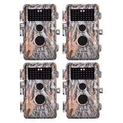 BlazeVideo 4-Pack HD 16MP 1080P Game Trail Deer Cameras Hunting Wildlife Animal Camera No Glow Infrared Motion Sensor Activated IP66 Waterproof with 65ft Night Vision 38 IR LEDs Video Record 2.4" LCD