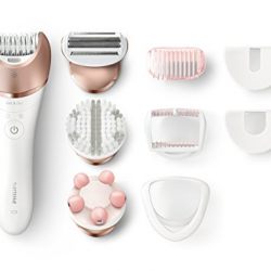 Philips Satinelle Prestige Epilator, Wet & Dry Electric Hair Removal, Body Exfoliation and Massage (BRE648)