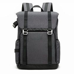 BAGSMART Camera Backpack for SLR/DSLR Cameras & 15" Laptop with Waterproof Rain Cover & Tripod Holder, Black
