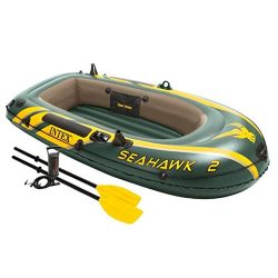 Intex Seahawk 2, 2-Person Inflatable Boat Set with French Oars and High Output Air Pump