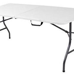 Cosco Deluxe 6 foot x 30 inch Fold-in-Half Blow Molded Folding Table, White Speckle