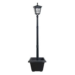 Kemeco 6 LED Cast Aluminum Solar Lamp Post Light with Planter for Outdoor Landscape Pathway Street Patio Garden Yard