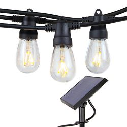 Brightech Ambience Pro Solar Powered LED Outdoor String Lights – Commercial Grade, Waterproof Patio Lights With Edison Bulbs– 2500 maH Solar Panel, 2 Watt S14 Filaments- Heavy Duty Cafe Bistro -24ft