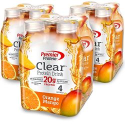 Premier Protein Clear Drink, Orange Mango, 16.9 fl oz Bottle, (12 Count)