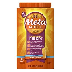 Metamucil Multi-Health Psyllium Fiber Supplement Sugar-Free Powder, Orange Flavored, 180 Servings