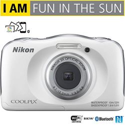 Nikon COOLPIX W100 13.2MP 1080P Digital Camera w/3x Zoom Lens, WiFi, SnapBridge - (Certified Refurbished) (White)