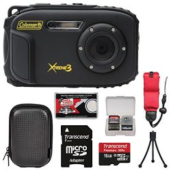 Coleman Xtreme3 C9WP Shock & Waterproof 1080p HD Digital Camera (Black) with 16GB Card + Case + Tripod + Float Strap + Kit