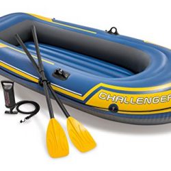Intex Challenger 2, 2-Person Inflatable Boat Set with French Oars and High Output Air Pump (Latest Model)