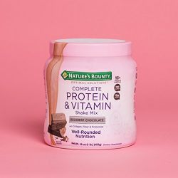 Nature's Bounty Optimal Solutions Protein Shake Chocolate, 16 Ounce Jar, Protein and Vitamin Shake Mix for Women, with Added Nutrients