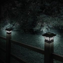 Westinghouse Hilltop 20 Lumens Solar Fence Post Cap Lights for 4x4 Wood Posts (Black, 6 Pack)