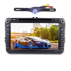 TOCADO Android 7.1 Car Radio WiFi Quad Core 8" Touch Screen HD Head Unit Double 2 Din Car DVD Player GPS Car Receiver Stereo Navi Mirrorlink Bluetooth with Free Backup Camera for VW Volkswagen