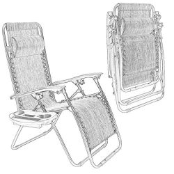 Goplus Zero Gravity Chair Set 2 Pack Adjustable Folding Lounge Recliners for Patio Outdoor Yard Beach Pool w/Cup Holder, 300-lb Weight Capacity (Light Blue)