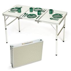 Trademark Innovations Portable Adjustable Lightweight Aluminum Folding Table