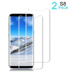 [2 Pack] Galaxy S8 Screen Protector [9H Hardness][Anti-Scratch][Anti-Bubble][3D Curved] [High Definition] [Ultra Clear] Tempered StinkLight Glass Screen Protector Compatible Samsung Galaxy S8
