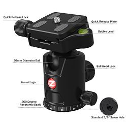 ZOMEI Camera Tripod 72 inch Portable Professioional Aluminium Monopod 4 Section Professional Tripods with 360 Degree Ball Head QR Plate for Canon Nikon DSLR DV Scope Camcorder and Projector