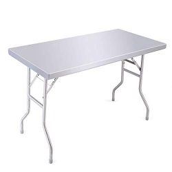 Tobbi 48" L x 24"W Stainless Steel Folding Work Table Outdoor Picnic Camping Table