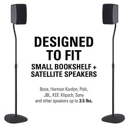 SANUS Adjustable Height Speaker Stand - Extends 28" to 38" - Holds Satellite & small Bookshelf Speakers (i.e. Bose, Harmon Kardon, Polk, JBL, KEF, Klipsch, Sony and others) - Set of 2 - Model: HTBS