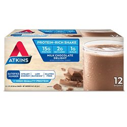 Atkins Ready to Drink Protein-Rich Shake, Milk Chocolate Delight, Gluten Free,12 Count