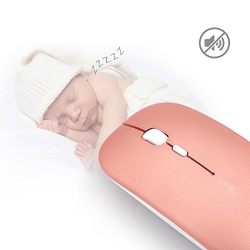 Rechargeable Wireless Mouse,inphic Mute Silent Click Mini Noiseless Optical Mice,Ultra Thin 1600 DPI for Notebook,PC,Laptop,Computer,Macbook (Rose gold)