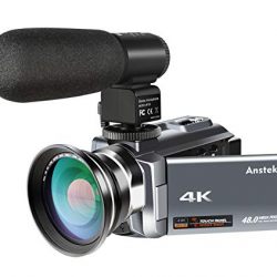 4K Camcorder,Ansteker 48MP 30FPS Ultra HD WiFi Video Camera IR Night Vision Digital Camcorder Portable 3 inch Touch Screen Video Camera Camcorder with External Microphone and Wide Angle Lens