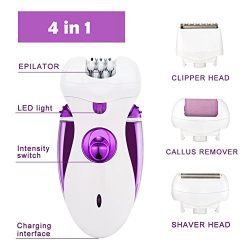 Hair Removal for Women Electric Compact Epilator Facial Shaver Ladies Razors Rechargeable 4 in 1 Cordless Body Legs Hairs Trimmer Callus Remover