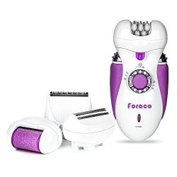 Epilator for Women, Foraco 4 in 1 Rechargeable Electric Hair Removal Epilator with Electric Razor, Wet & Dry, Cordless (Purple)
