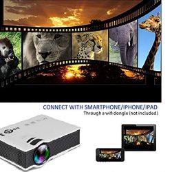 GAOAG Portable Projector, Mini Video Projector LED Full HD Video Projector HDMI, USB, SD, VGA/AV/TV +20% Brighter for Home Theater TV, Laptops, Games and iPhone/Android Smartphones