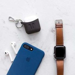Airpods case with Keychain Apple Iphone Compatible by PodPocket -PREMIUM Silicone Protective Case, Cover, Skin -Slides Easily into Pocket and Has Open Bottom for Charging -(Cocoa Gray) 2