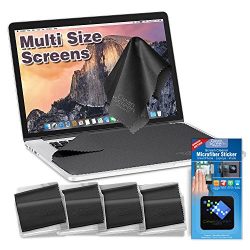 Clean Screen Wizard Microfiber Keyboard Covers, Screen Protectors, Screen Cleaner Kit for MacBook Pro 15, for MacBook Pro 13, Mac Air 13 and Laptops Multi Size Screens- 5 Pack Cloths and Sticker