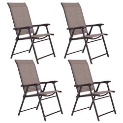 Giantex Outdoor Patio Folding Chairs Furniture Camping Deck Garden Pool Beach Set of 4