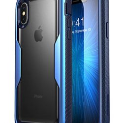 i-Blason iPhone X Case, iPhone Xs Case [Heavy Duty Protection] [Clear Back] [Magma Series] Shock Reduction/Full Body Bumper Case with Built-in Screen Protector for Apple iPhone X/iPhone Xs (Blue)