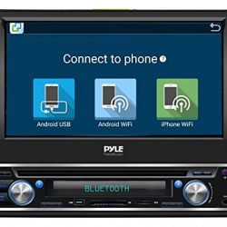 Pyle Single DIN in Dash Android Car Stereo Head Unit w/ 7inch Flip Out Touch Screen Monitor - Audio Video Receiver System w/GPS Navigation, Bluetooth, WiFi, Microphone, USB Micro SD Reader