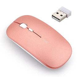 Rechargeable Wireless Mouse,inphic Mute Silent Click Mini Noiseless Optical Mice,Ultra Thin 1600 DPI for Notebook,PC,Laptop,Computer,Macbook (Rose gold)