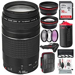 Canon EF 75-300mm f/4-5.6 III Telephoto Zoom Lens for Canon DSLR and 16GB