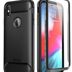 iPhone XS Max Case, Clayco [Xenon Series] Full-Body Rugged Case with Built-in Screen Protector for Apple iPhone XS Max 6.5 Inch 2018 (Black)