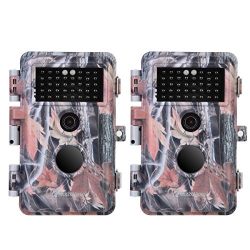 BlazeVideo 2-Pack HD 16MP 1080P Game Trail Camera Hunting Wildlife F2.0 Lens No Glow Infrared IP66 Waterproof Motion Activated with Night Vision 38pcs IR LEDs Up to 65ft, Video Record, 2.4" LCD